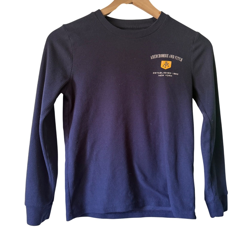 Abercrombie Kids Thermal Shirt Boys 9/10 Navy Blue Mountain Patrol Logo
